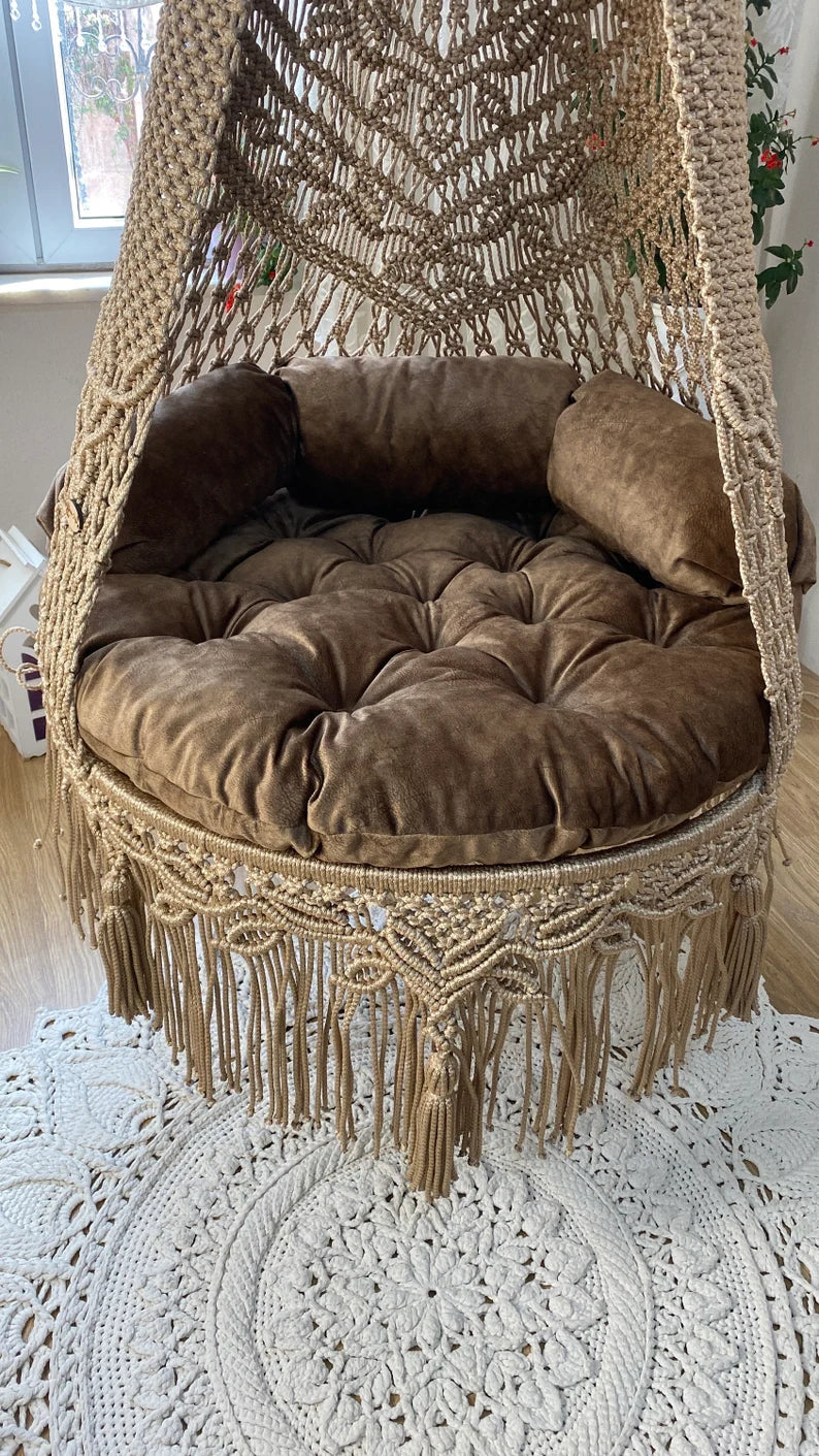 Brown Macrame Swing For Adults in 35 inches - Leechoo